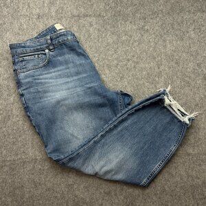 Everlane Curvy Cheeky Jeans Women's Size 34 High Rise Fray Hem Medium Wash Denim